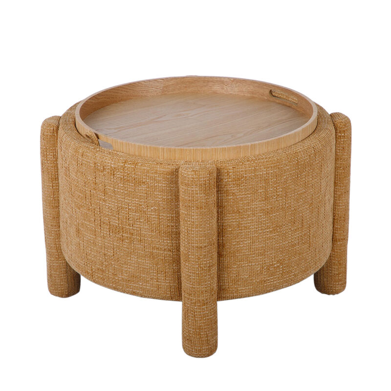 Bellamy Curry Chenille Storage Stool With Reversible Tray Top image number 3