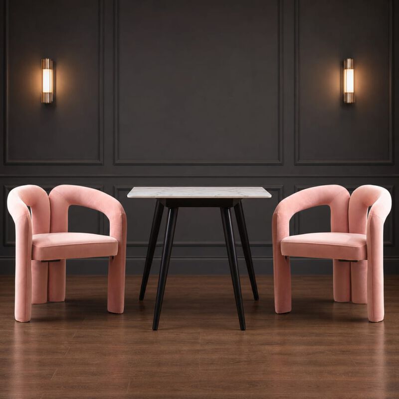 GOODSILO Contemporary Upholstered Barrel Accent Dining Armchairs, Seating for Living Room, Kitchen, Dining Spaces, Set of 2 image number 2