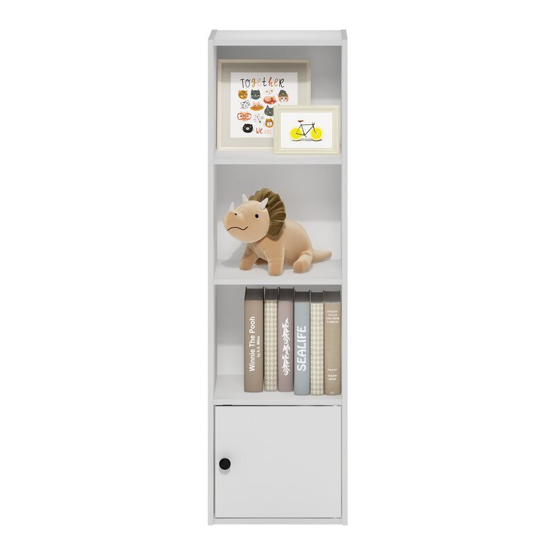 Furinno Luder Shelf Bookcase with 1 Door Storage Cabinet, White