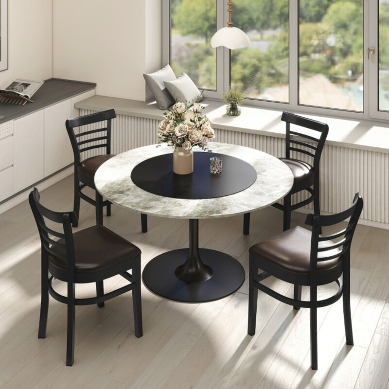 Wooden Dining Chair Set of 2 with Solid Rubber Wood Legs for Restaurant image number 5