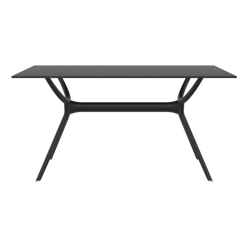 55" White Sleek Rectangular Outdoor Patio Dining Table