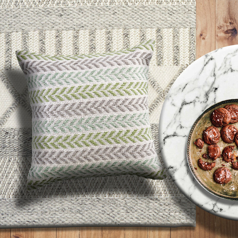 Textured Chevron Cotton Zippered Pillow &ndash; Decorative Accent Cushion for Living Room or Bedroom