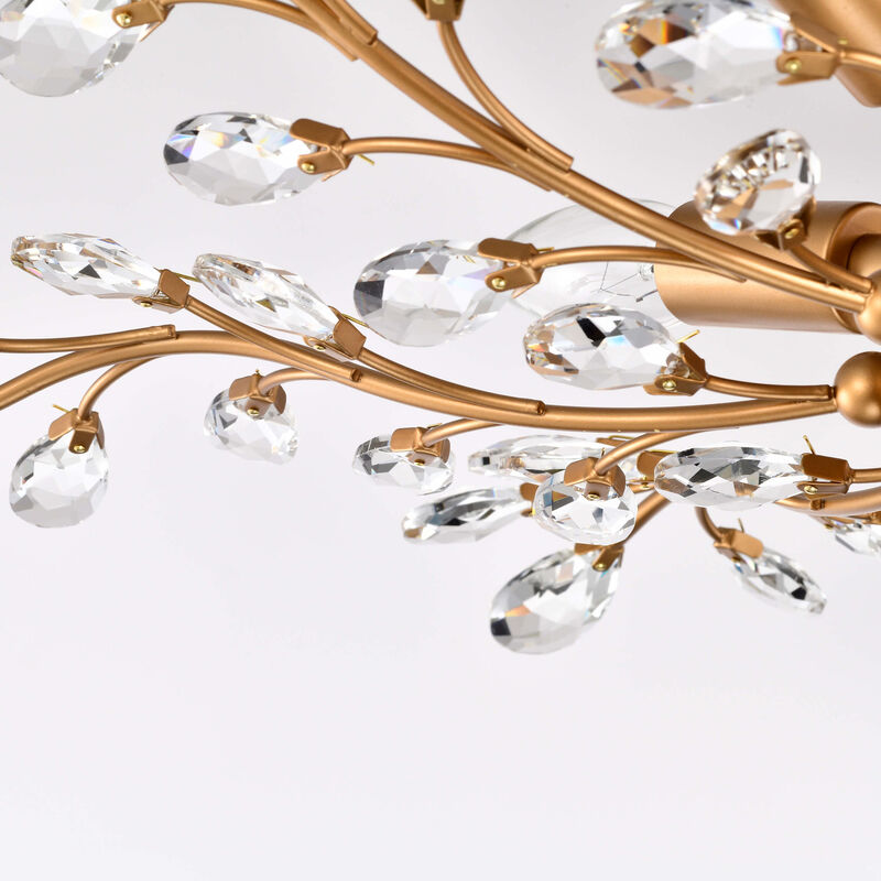 Grace 4-light Shiny Bronze Crystal Leaves Branches Flush Mount image number 6