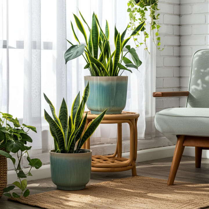 Reactive Glaze Planters (Set of 2)