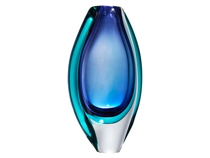 Hand Blown Sommerso Oval Art Glass Vase