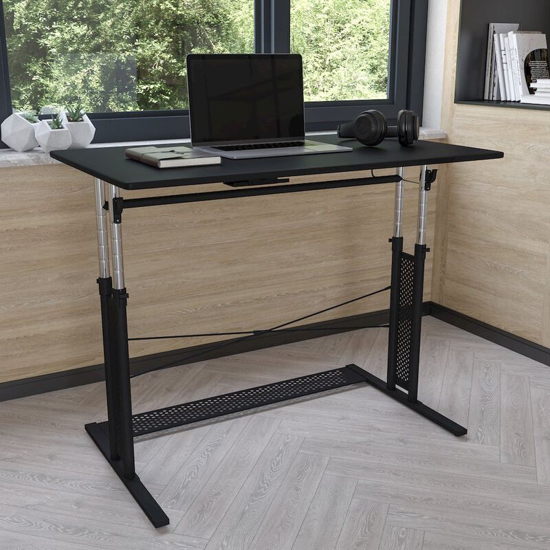 Flash Furniture Height Adjustable (27.25-35.75"H) Sit to Stand Home Office Desk - Black image number 9