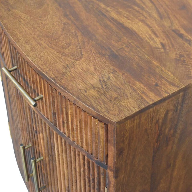 Artisan Furniture Solid Wood Milan Fluted Bedside Cabinet, Brown image number 5