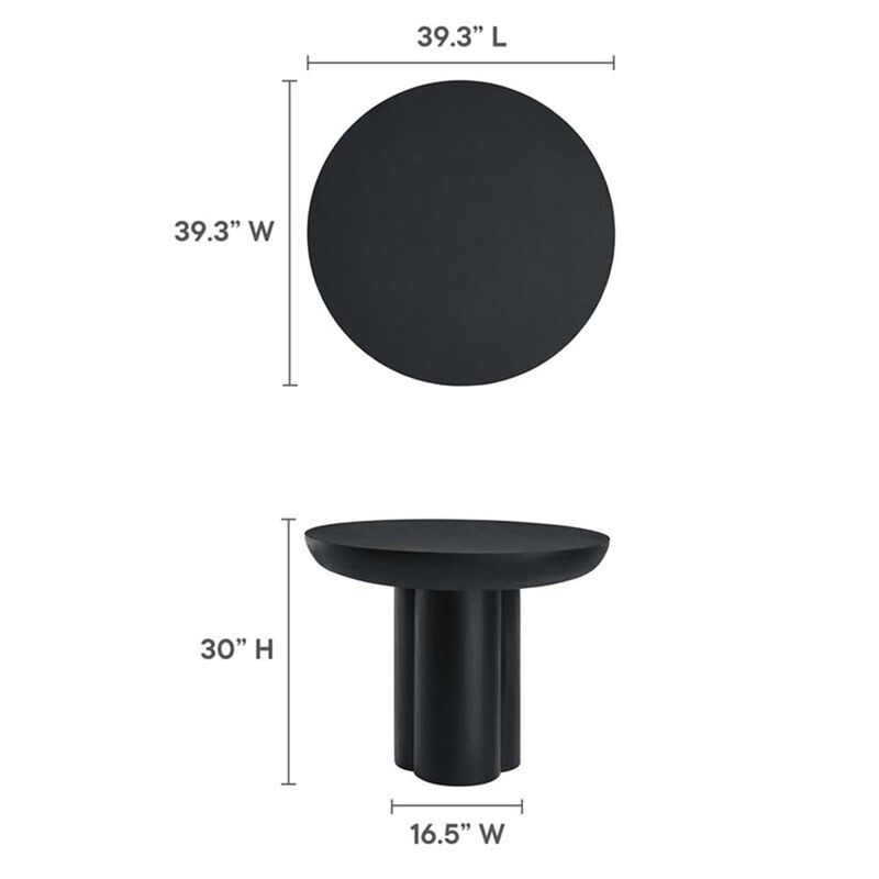 Modway EEI-6762-BLK Caspian 40" Round Concrete Dining Table, Black image number 6