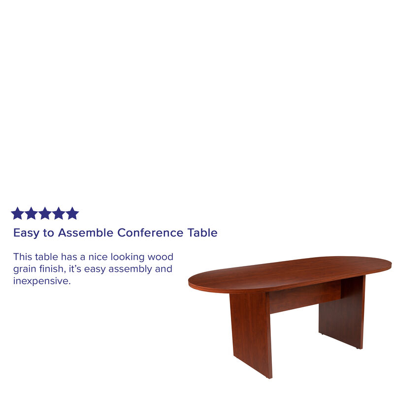 Flash Furniture 6 Foot (72 inch) Oval Conference Table in Rustic Gray image number 3