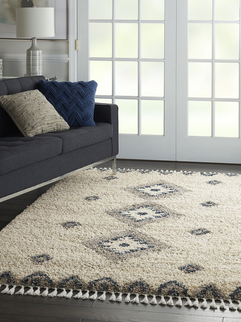 Oslo Shag OSL03 Ivory/Blue 5'3" x 7'9" Rug