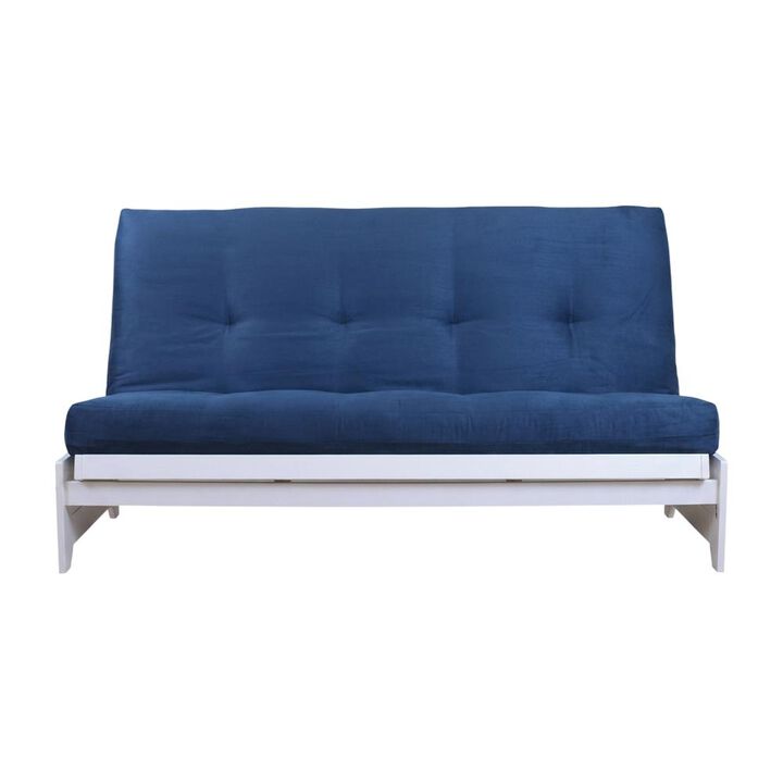 Phoenix Frame-Antique White Finish-Suede Navy Mattress