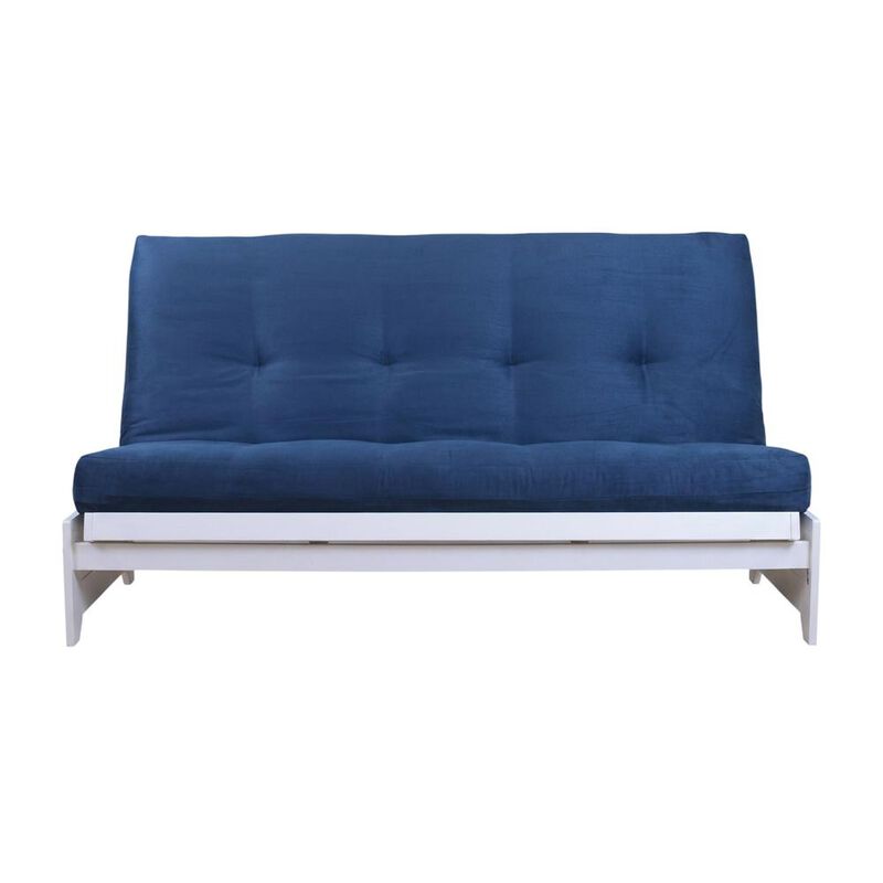 Phoenix Frame-Antique White Finish-Suede Navy Mattress image number 0