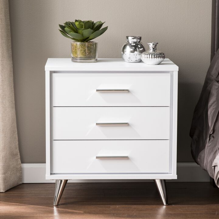 SEI Furniture Oren Bedside Table w/Drawers Nightstand, White (AMZ2486FH)
