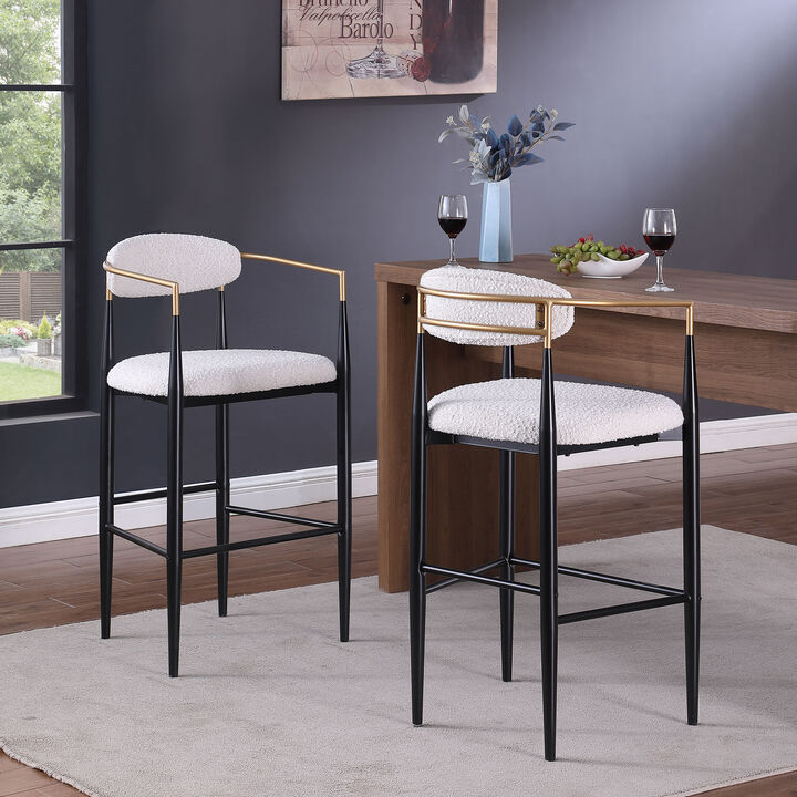 Merax Counter Height Upholstered Bar Stools with Metal Legs( 2 PCS)