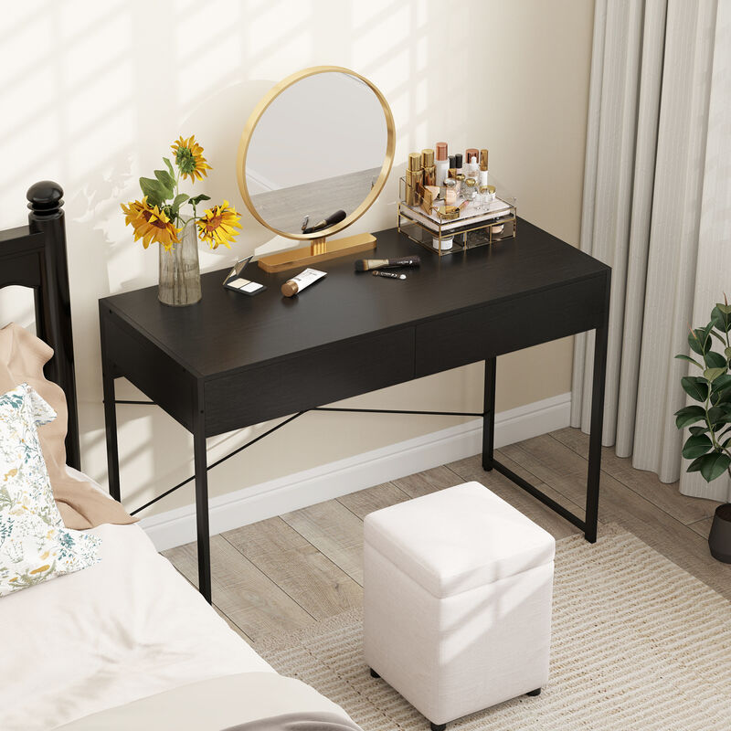 Home Office Desk with Metal Frame and 2 Storage Drawers for Organized Workspace