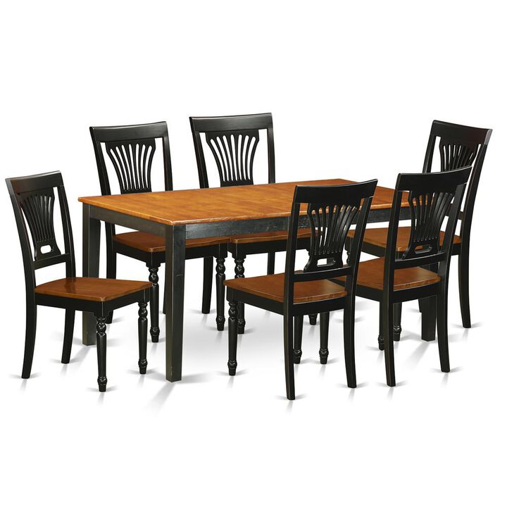 7 PC Table set-Dining Table and 6 Wood Dining Chairs