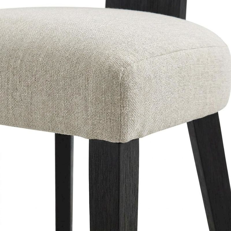 Fabric Upholstered Modern Dining Chair, Heathered Weave Gray Black, Set of 2 image number 6
