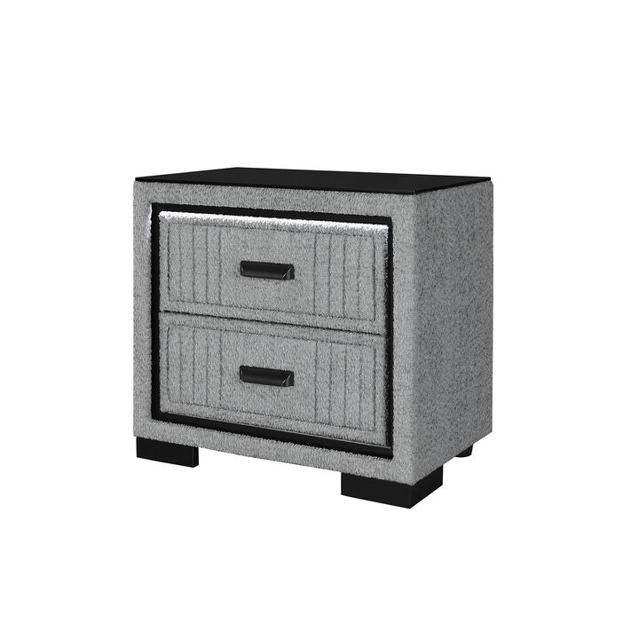 Isabella Grey LED Nightstand with Storage