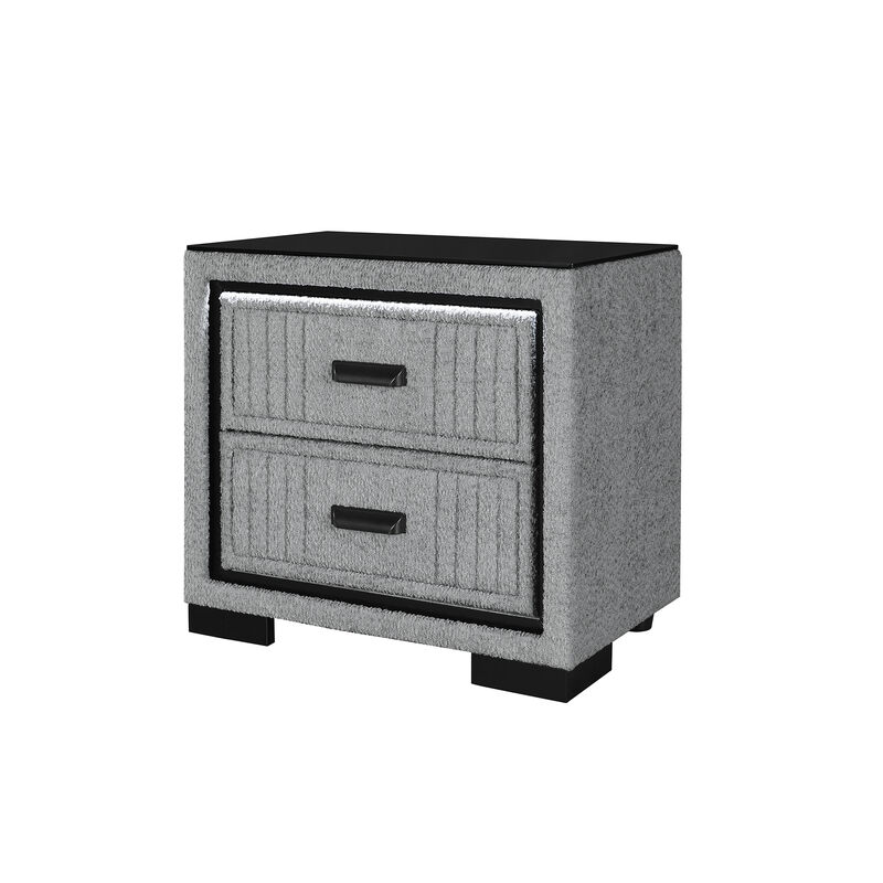Isabella Grey LED Nightstand with Storage image number 1