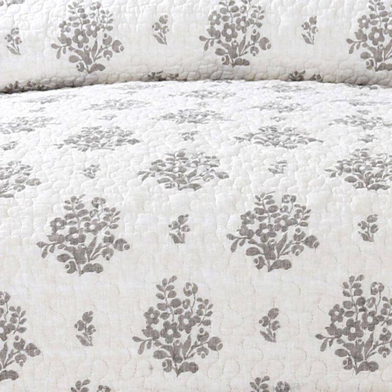 QuikFurn King 4-Piece Reversible Floral Cotton Quilt Set with Decorative Pillow and 2 Shams image number 2