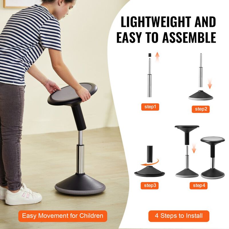 Active Wobble Chair Height Adjustable Flexible Stool for Classroom Office and Home-Black image number 4