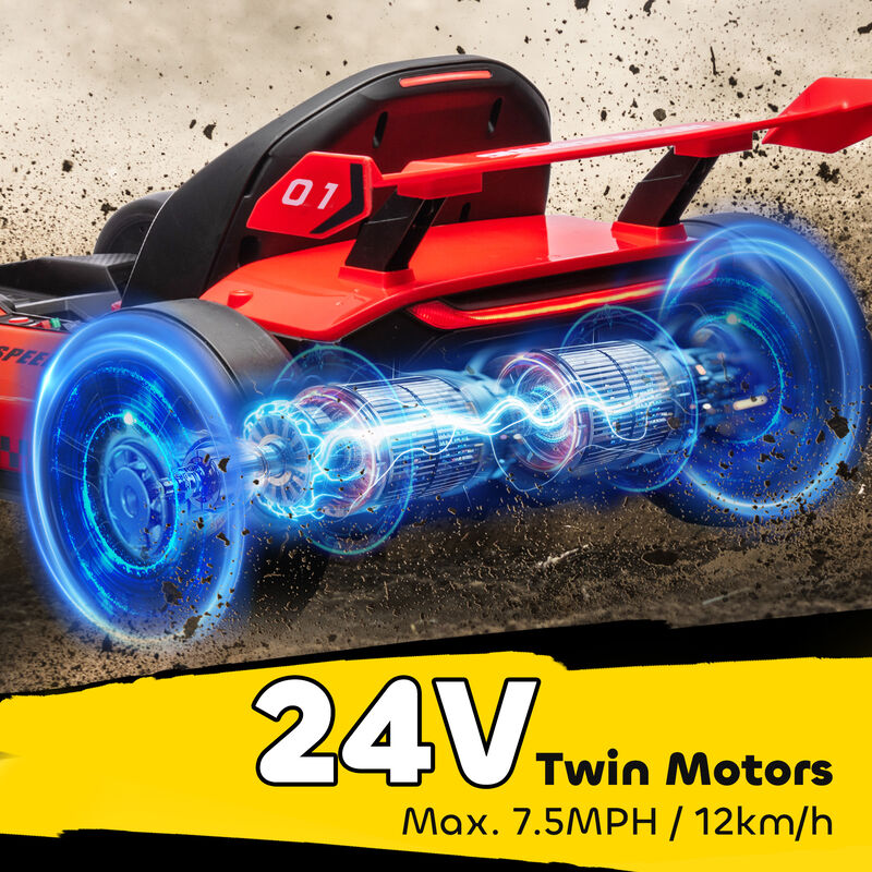 BreeBe 24V 7.5 MPH Electric Go Kart with Adjustable Seat, Slow Start image number 5