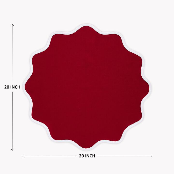 Solino Home Giselle Scallop Edge 100% Linen Dinner Napkins &ndash; Set of 4, 20 in Round, Machine Washable, Holiday and Everyday Dining