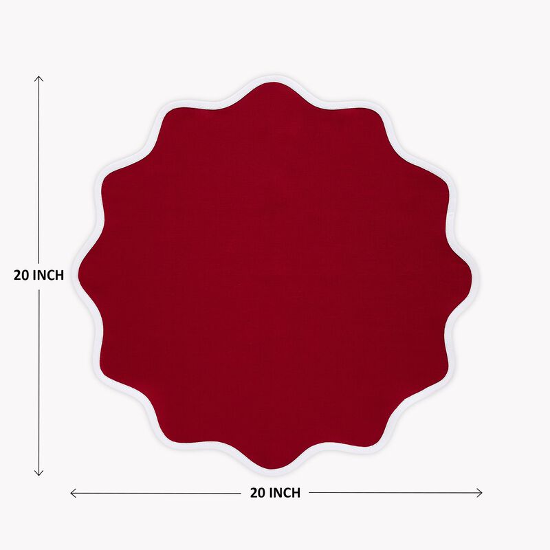 Solino Home Giselle Scallop Edge 100% Linen Dinner Napkins &ndash; Set of 4, 20 in Round, Machine Washable, Holiday and Everyday Dining