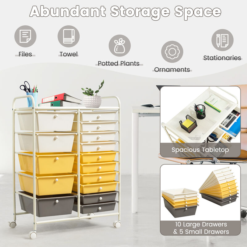 15-Drawer Utility Rolling Cart with Multi-Purpose Storage Drawers image number 5