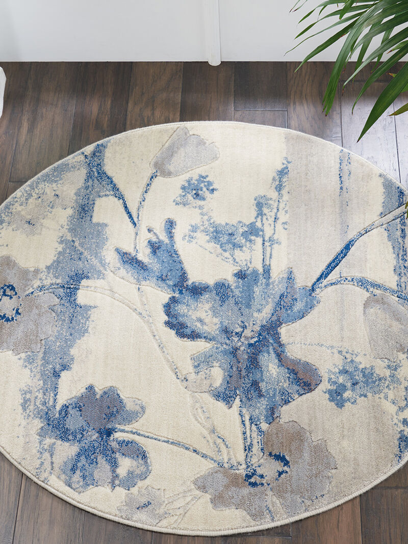 Somerset ST18 Ivory/Blue 3'6" x Round Rug