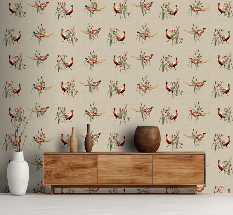 Eustace Neutral Pheasant Meadow Wallpaper (Set of 2) image number 1