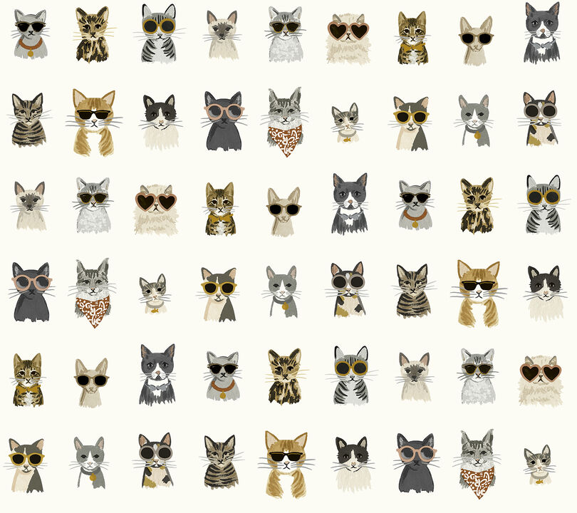 Cool Cats Grey & Gold Peel & Stick Wallpaper (Set of 2)