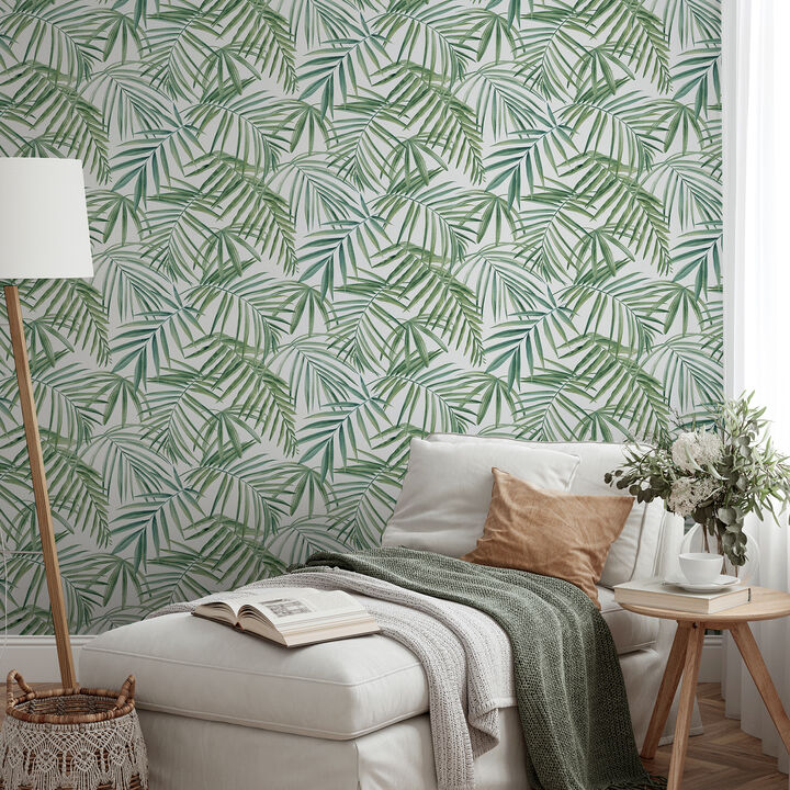 Juan Green Palm Leaves Wallpaper
