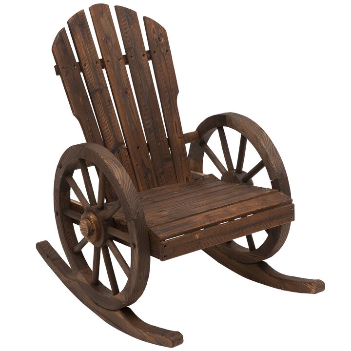 Hivvago Outdoor Wooden Rocker Chair with Oversized Back