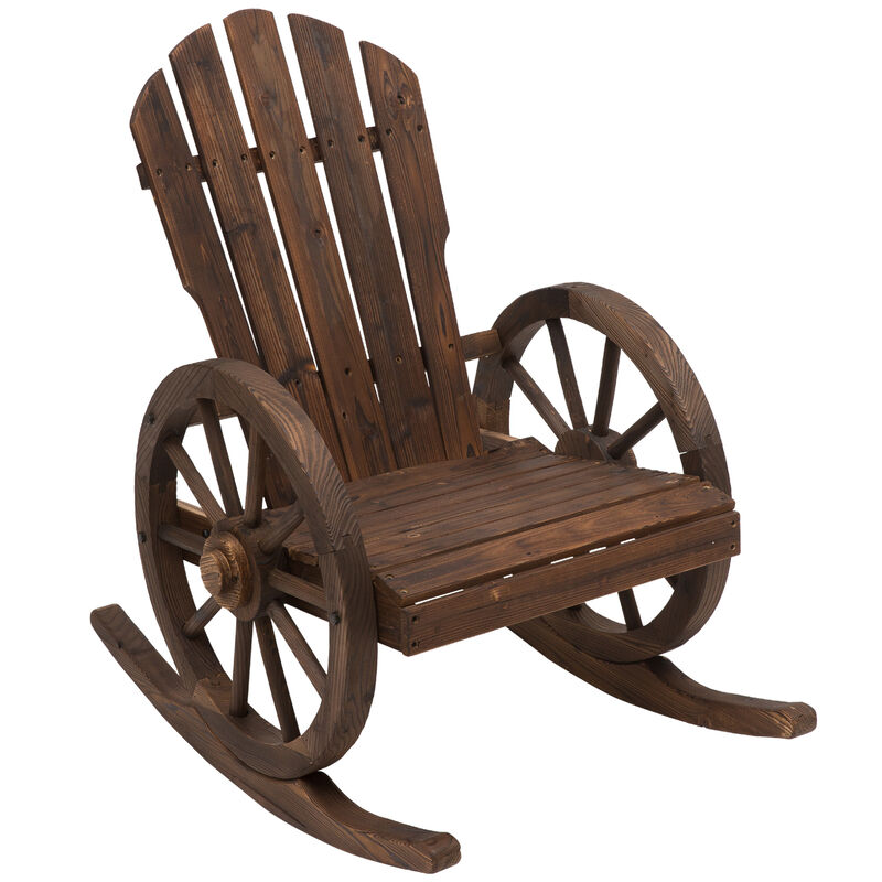 Hivvago Outdoor Wooden Rocker Chair with Oversized Back image number 0