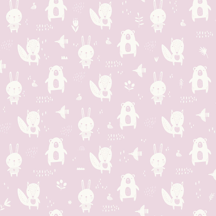 Bitsy Pink Woodland Wallpaper