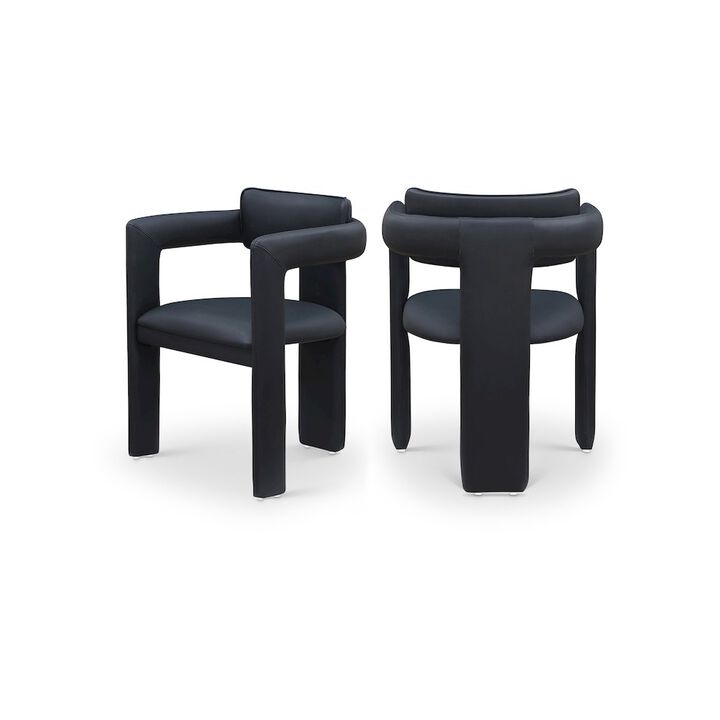 Meridian Furniture Brenda Black Vegan Leather Dining Chair, Set of 2
