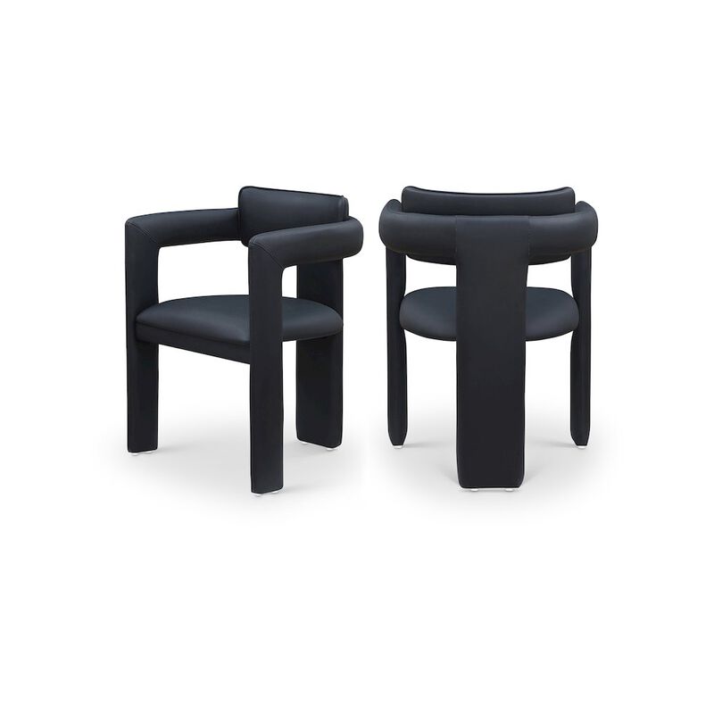 Meridian Furniture Brenda Black Vegan Leather Dining Chair, Set of 2