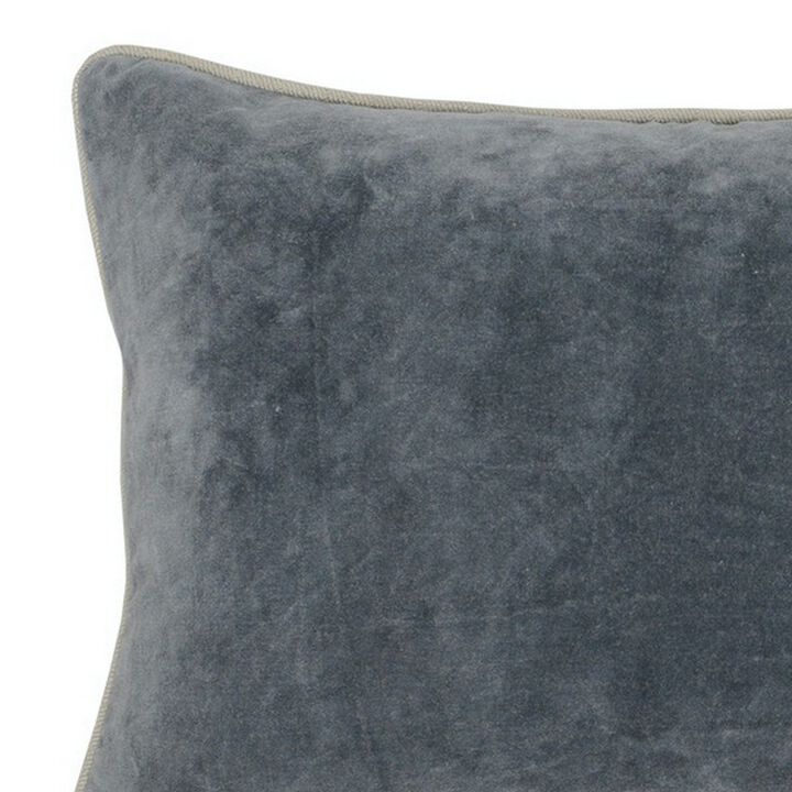 Rectangular Throw Pillow with Cotton Cover, Gray-Benzara