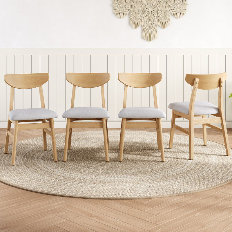 Whisen 2-Piece 19.8inch Upholstered Dining Chairs, Solid Rubber Wood Mid-Century Modern for Living Room Kitchen image number 2