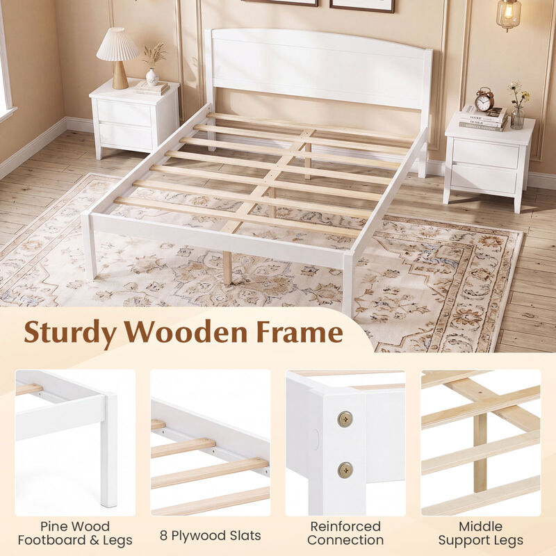 Contemporary Wood Bed Frame with Curved Headboard for Bedroom Decor image number 4