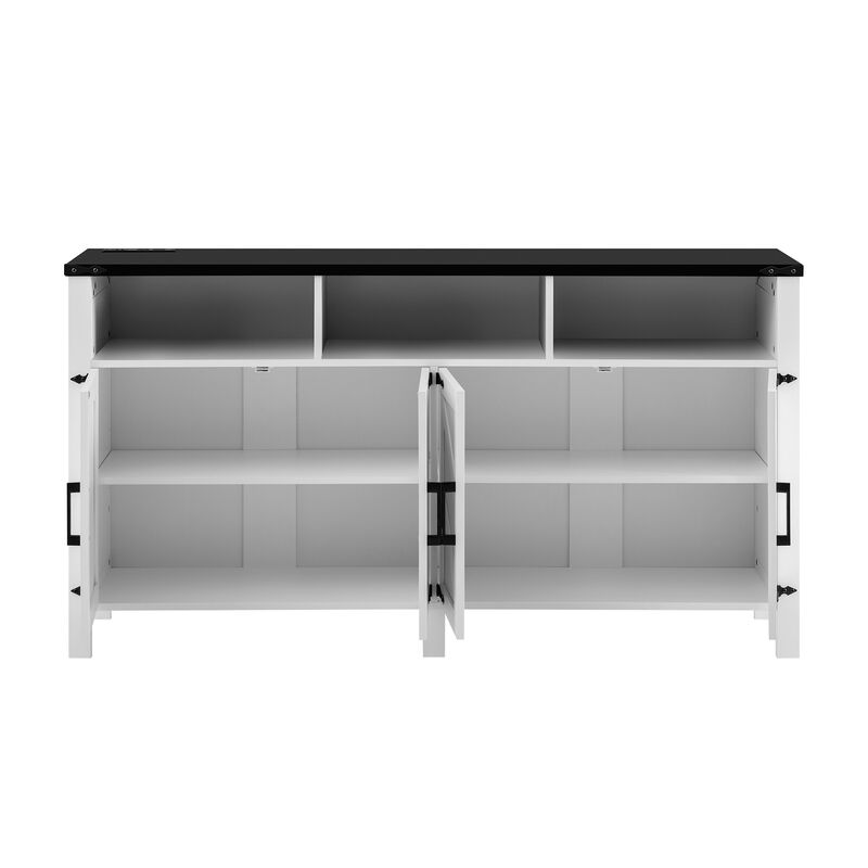 4-Door Sideboard Buffet with Power Outlets and USB Ports image number 8