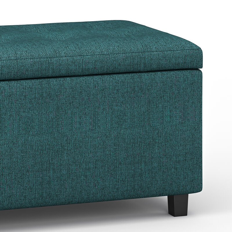 Cosmopolitan Storage Ottoman in Teal Polyester Fabric