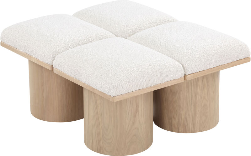Meridian Furniture Pavilion Cream Boucle Fabric Bench