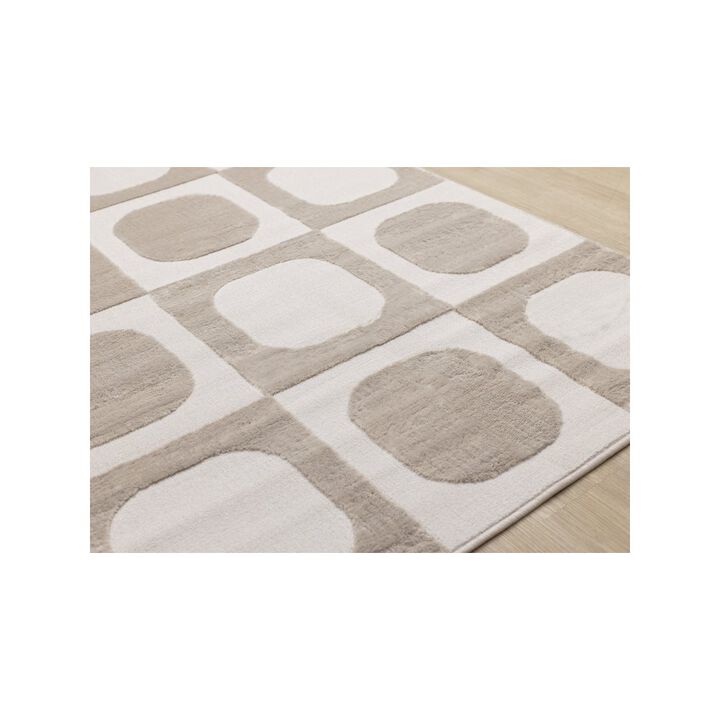 Novelle Home Logan Beige Cream Soft Mid-Century Modern Rug, 7'10 x 10'6