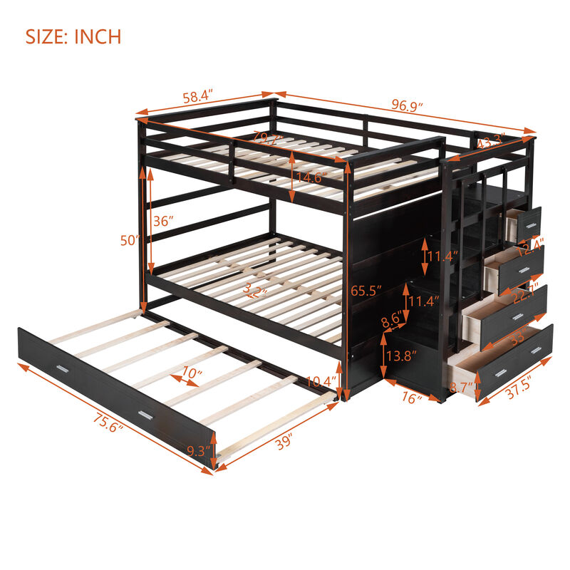 Merax Full Bunk Bed with Twin Size Trundle
