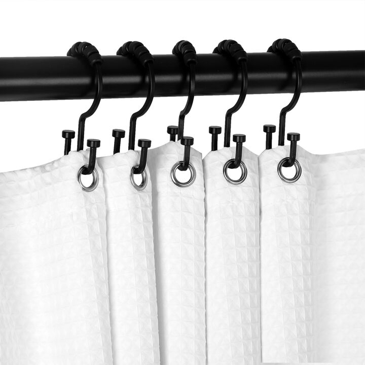 Utopia Alley Rust-Resistant Metal Double Shower Curtain Hooks, Shower Hooks Hangers for Bathroom, Kitchen Utensils, Curtains, Clothing, Towels etc - Set of 12
