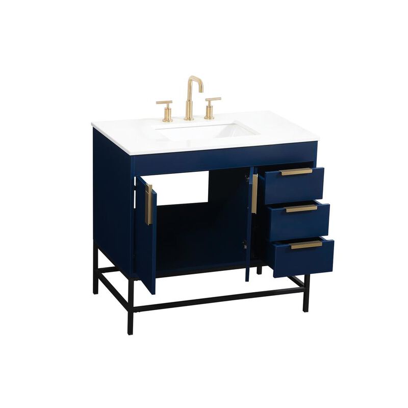Elegant Kitchen and Bath 36 inch Single bathroom vanity in blue