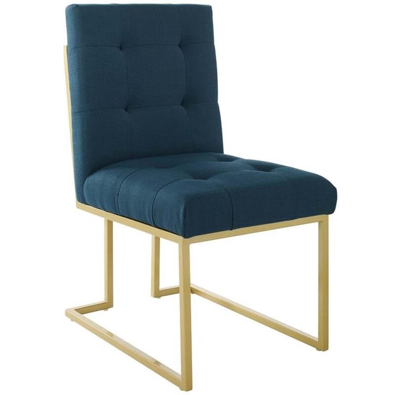 Modway Privy Stainless Steel Upholstered Fabric Dining Accent Chair Set of 2, Gold Azure image number 2