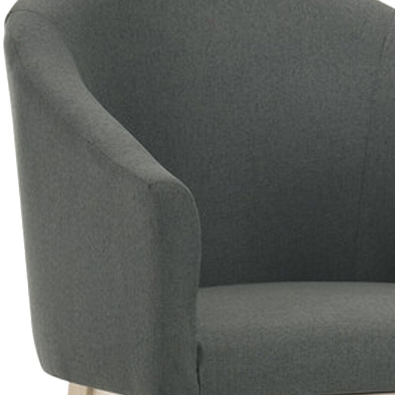 23 Inch Set of 2 Wood Accent Chairs, Padded Curved Back and Seats, Gray-Benzara image number 2